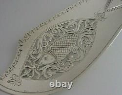 Rare Double Crest Wildman Tracy Families Solid Sterling Silver Fish Slice 1833