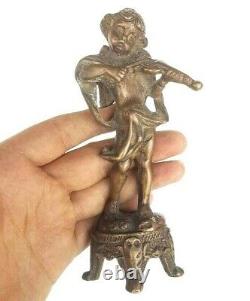 Rare Vintage Old Antique Brass Boy Playing Violin French Figure / Statue