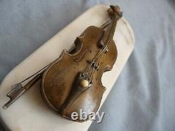 Rare antique servant butler bell push electric switch bronze violin shape 1900s