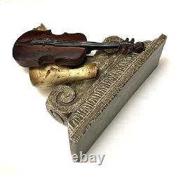 SET OF 2 Vintage Violin Music Sheet Notes Scroll Wall Shelf Sconce Resin 16H