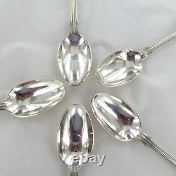 Sterling Silver Set Of Five Fiddle Thread &shell, Teaspoons London 1904