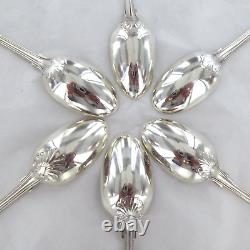 Sterling Silver Set Of Six Fiddle Thread &shell, Dessert Spoons London 1852/47