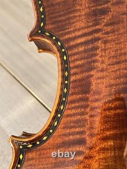 The Hellier Copy Beautiful Abalone Inlaid 4/4 Violin with Case and Bow 221015-18