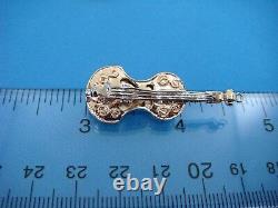 Unique 14k Yellow Gold Antique Violin Brooch Pendant 6.1 Grams 40.5 MM Long