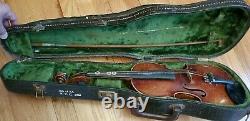 VINTAGE John Juzek Prague Czech Violin 3/4 Instrument WithBow in Hard Case AS IS