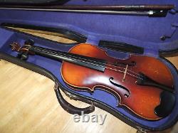 VINTAGE John Juzek Prague Czech Violin Instrument withBow in Hard Case AS IS