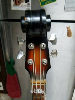 VINTAGE Silvertone 1961 Scroll Head violin shaped hollow body Bass guitar-MIJ