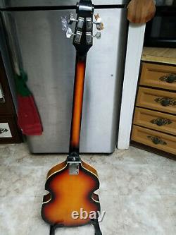 VINTAGE Silvertone 1961 Scroll Head violin shaped hollow body Bass guitar-MIJ
