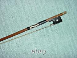 VINTAGE VIOLIN BOW 20 40 grams MARKED GERMANY 1950s MOP EBONY LEATHER