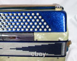 Vintage Antique Accordian Pearl? Blue Paino Bassoon Violin Key Made In Italy