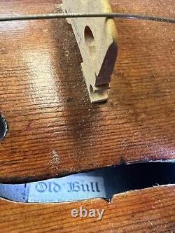 Vintage Antique Aubaert Old Bull 1510 violin with worn case 24 long