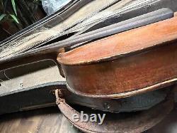 Vintage Antique Aubaert Old Bull 1510 violin with worn case 24 long