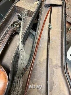 Vintage Antique Aubaert Old Bull 1510 violin with worn case 24 long