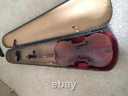 Vintage Antique Very Old Violin With Antique Wood Case