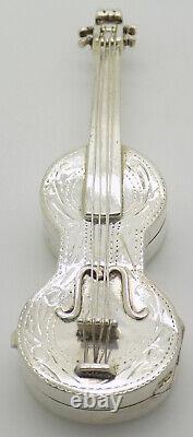 Vintage Italian Handmade Sterling Silver 925 RARE Violin Pill Snuff Trinket Box