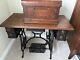 Vintage Late 1800's Treadle Sewing Machine Rare Fiddle Base Style With Table
