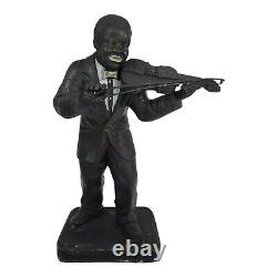Vintage Lawn Statue Man With Violin Cast Metal Large Americana