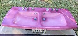 Vintage MCM Violine Pink Porcher Agora Double Sink withPedestal, Towel Cup & Toilet