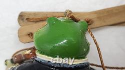 Vintage Marionette Frog Playing the Violin Resin Ornament, 5 h, RARE