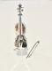 Vintage Miniature Sterling Silver Violin 925 175 Ar Italy Stand & Bow
