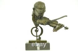 Vintage Modern Art Design Violin Player Bronze Sculpture Figurine