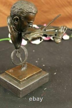 Vintage Modern Art Design Violin Player Bronze Sculpture Figurine Artwork Sale