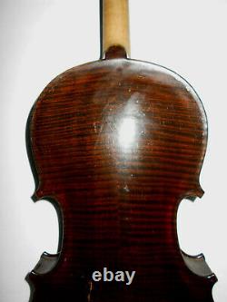 Vintage Old Antique Alberto Bertini Naples 2 Pc Back Full Size Violin NR