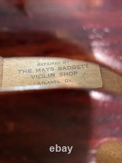 Vintage Rare Mays Badget Mays Badgett Repair Project 4/4 Violin