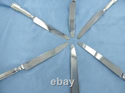 Vintage Sterling Silver Set Of Six Fiddle Thread Dinner Knives Birmingham 2000