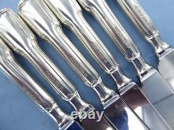 Vintage Sterling Silver Set Of Six Fiddle Thread Dinner Knives Birmingham 2000