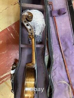 Vintage old 3/4 size kids Violin need work antique dark Brown