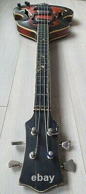 Vintage semi-hollow violin bass guitar Kremona Bulgaria 70s