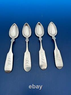 Vintage set of 4 coin silver teaspoons by J. Draper of Kentucky