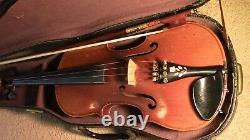 Violin 4/4 old antique used vintage fiddle Guarnerius /case and bow