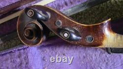 Violin 4/4 old fiddle antique vintage used case and bow