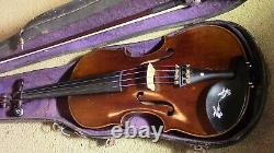 Violin 4/4 old fiddle antique vintage used case and bow