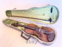 Violin Old Fiddle Vintage Antique with Bow and Case Size 4/4
