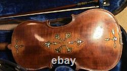 Violin old 4/4 Fiddle vintage antique used inlaid back