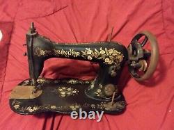 Vtg. 188 Singer Sewing Machine Fiddle Base with Attachments & Puzzle Box