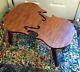 Vtg Cello Viola Violin Accent Table Hand Crafted Burl Wood