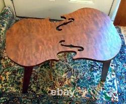 Vtg CELLO VIOLA Violin Accent TABLE Hand Crafted Burl Wood