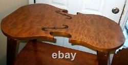 Vtg CELLO VIOLA Violin Accent TABLE Hand Crafted Burl Wood