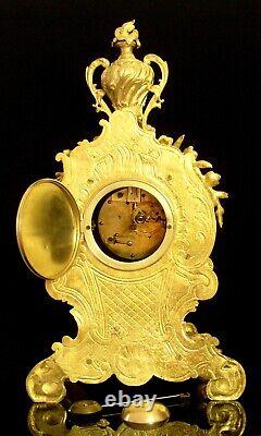 XIXTh, French Empire, Stunning Huge antique Bronze Violin Shaped Clock, works