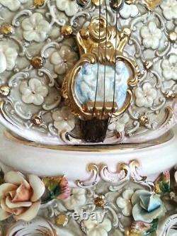 28 Antique Vintage Capodimonte Fabriqué En Italie Magnifique Violon Énorme Masterpiece
