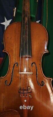 Antique Hopf 4/4 Violon Fait En Allemagne À Partir De 1840 Jouable Belle Avec Étui