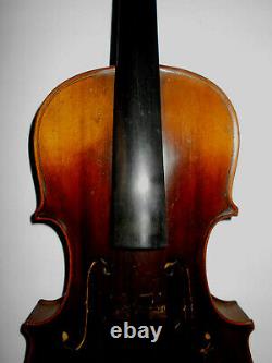 Antique Old Vintage Allemand Hopf 2 Pc Retour Violon Pleine Taille