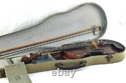 Antique Stradivarius Copie Violon Avec Cas 3/4 Vieux Vtg