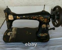 Antique Vintage Singer 1888 Fiddle Base Sewing Tête De Machine Rose & Daisy Decals