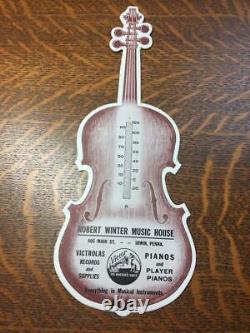 Antique Vtg Robert Winter Music House Irwin Pa Violon En Forme De Publicité Blotter