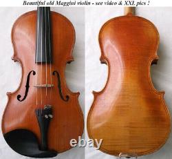 Beautiful Vieux Allemand Maggini Violin Voir La Vidéo Rare Antique? 024